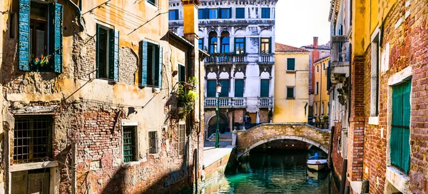 Romantische Venetiaanse Grachten Met Smalle Straatjes Mooie Stad Venetië Italië — Stockfoto