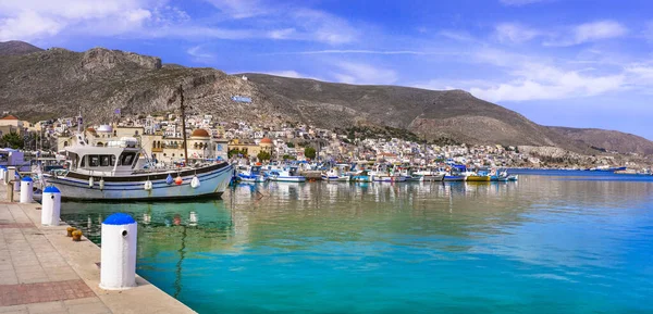 Krásné Řecké Ostrovy Malebné Kalymnos Autentickou Krásou Pothia Hlavní Město — Stock fotografie