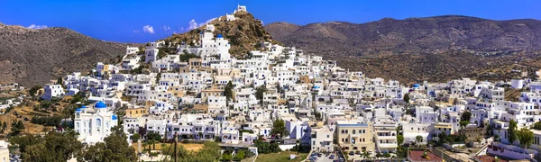 Picturesque Authentic Ios Island View Scenic Old Town Chora Whitewashed — Stock Photo, Image