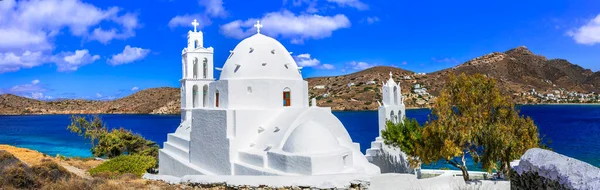 Grécia Viaja Impressionante Paisagem Natural Igrejas Tradicionais Cíclades Ilha Ios — Fotografia de Stock