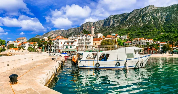 Hırvatistan Adriyatik Sahili Güzel Gradac Balıkçı Köyü Dalmaçya Nın Popüler — Stok fotoğraf