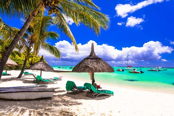 Vacaciones Relax Tropical Una Las Mejores Playas Isla Mauricio Morne — Foto de Stock