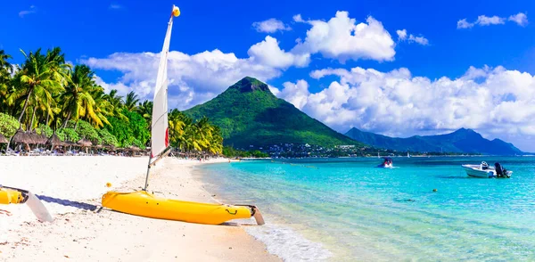 Atividades Esportivas Aquáticas Bela Praia Tropical Ilha Maurícia Flic Flac — Fotografia de Stock