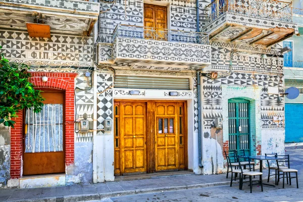Pueblos Más Bellos Grecia Pirgi Tradicionales Únicos Isla Chios Con — Foto de Stock