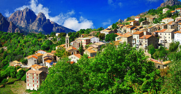Breathtaking landscapes of Corsica - view of Evisa vilage