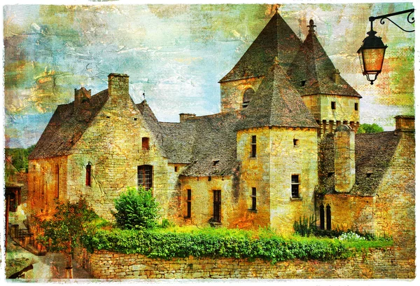 Medeltida slott i Frankrike, konstnärlig bild — Stockfoto