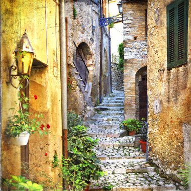 charming old streets of mediterranean clipart