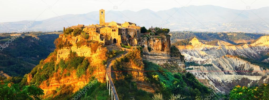 Panorama of Civita di Bagnoregio - ghost medieval town, Italy