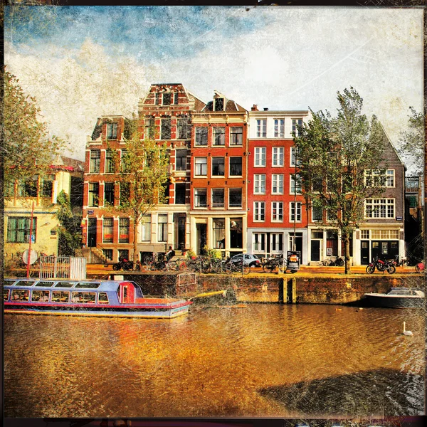 Canals of Amsterdam - vintage films — Stock Photo, Image