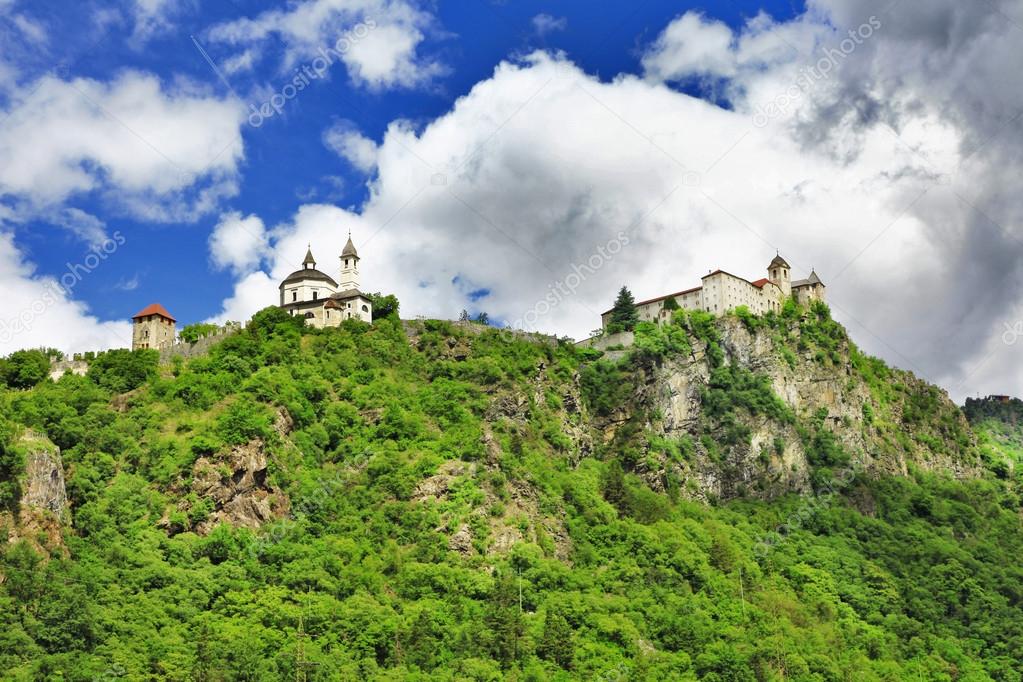 Scenery of Dolomites, castles in Chiusa. Dolomites