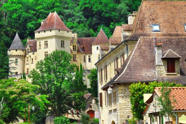 Scenic France- La Roque-Gageac town, view with castle clipart