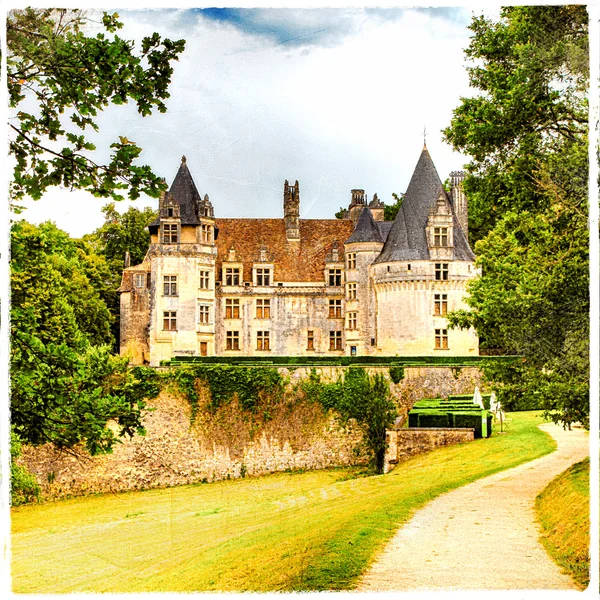 Fairy castles of France.Puyguilhem. artistic picture — Stock Photo, Image