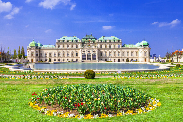 Belvedere palace ,Vienna Austria ,with beautiful floral garden