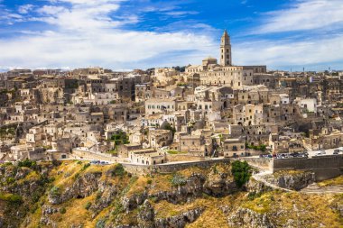 Matera - eski mağara kasaba Basilicata, İtalya