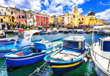 Procida, güzel renkli küçük ada, Itay