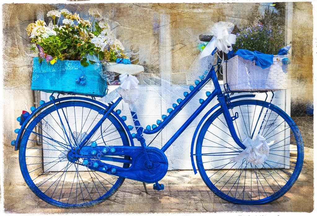 Floral bikes, artistic vintage picture