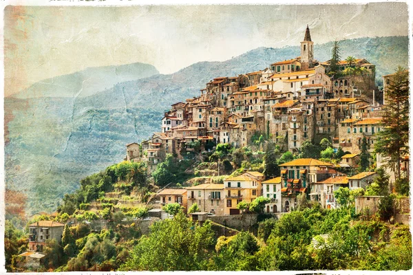 Otantik güzel köy Apricale, Liguria, İtalya — Stok fotoğraf