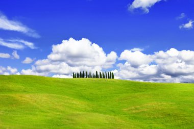 doğa manzara-yeşil tepeler vall d'Orcia, Toskana, İtalya