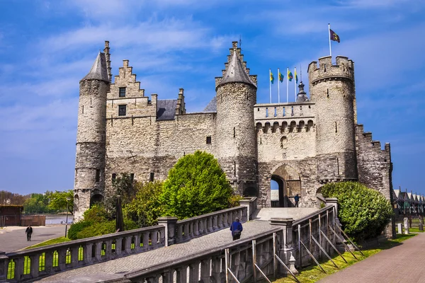 Zabytki Belgii - zamek Het Steen w Antwerpii — Zdjęcie stockowe