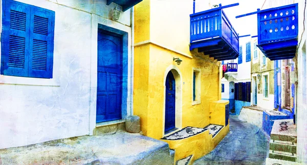 Charming traditional streets of Greek islands - Nisyros — Stock Photo, Image