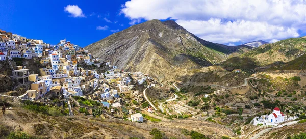 Imponująca panorama Olimbos - tradycyjne wioski w górach — Zdjęcie stockowe