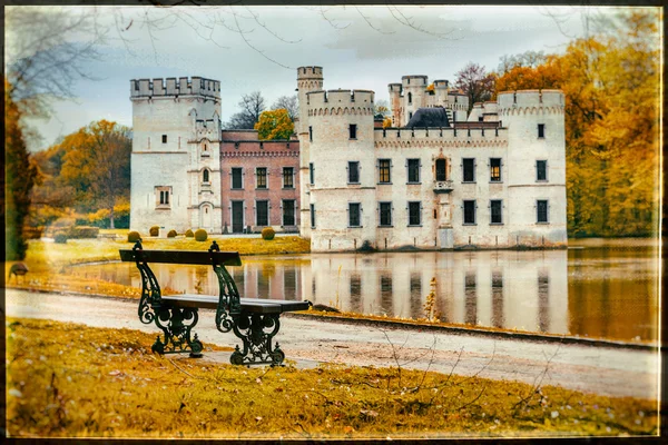 Belçika - Bouchot, sanatsal retro tarzı resim romantik Ortaçağ kaleleri — Stok fotoğraf