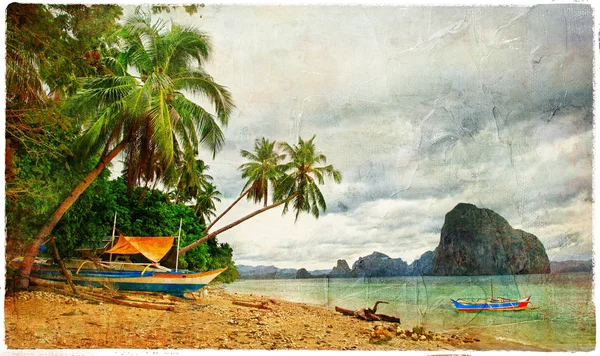 Тропические пейзажи - винтажная картина — стоковое фото