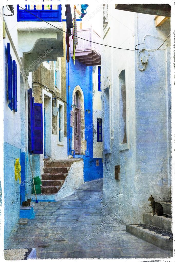 streets of greek islands - Nisyros, artistic vintage picture