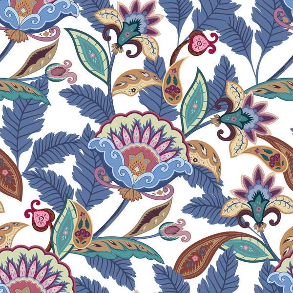 Fantasia fiori senza soluzione di continuità modello paisley. Ornamento floreale, per f — Vettoriale Stock