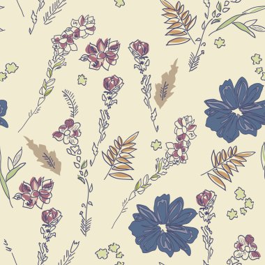 Çiçek sorunsuz arka plan. Doodle desen