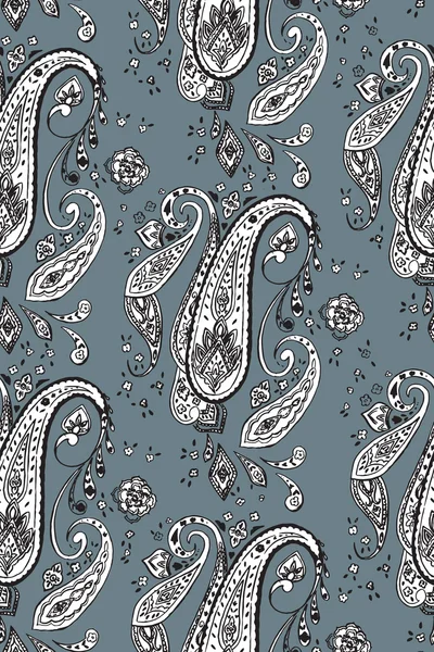 Fantaisie fleurs motif paisley sans couture. Ornement floral, pour f — Image vectorielle