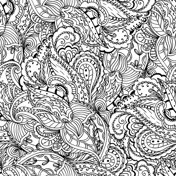 Fantasy paisley pattern. Seamless background, coloring book — Stock Vector