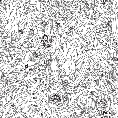 Tek renkli seamless desenli modeli. Çiçek arka plan, boyama