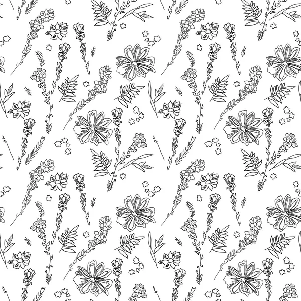 Floral seamless background. Doodle pattern — Stock Vector