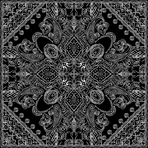 Černobílý vzor Paisley. Etnický původ pro textilní, wrapp — Stockový vektor