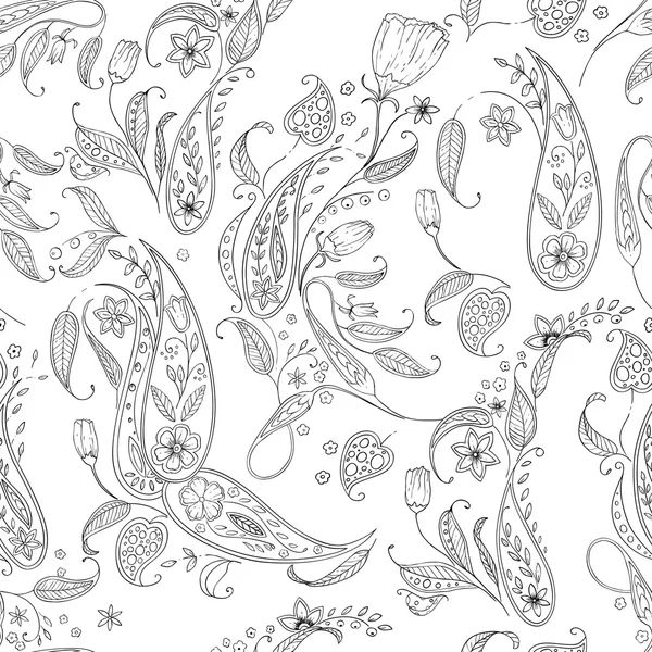 Paisley seamless pattern. Coloring page — Stock Vector