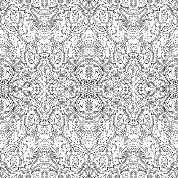 Seamless paisley pattern. Coloring page, ornamental background — Stock Vector