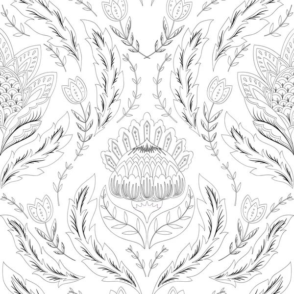 Fantasía flores patrón sin costura. Adorno clásico para textiles , — Vector de stock