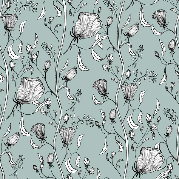 Vintage naadloze bloemmotief. Elegante bloemen in een retro styl — Stockvector