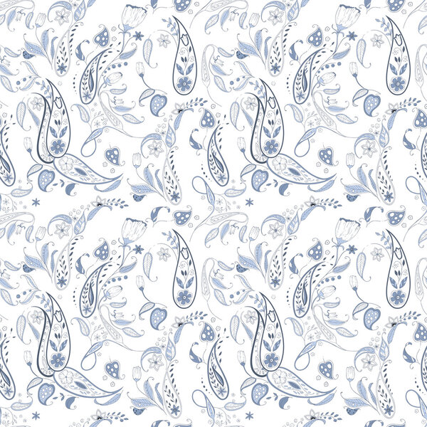 Floral seamless pattern. Paisley background