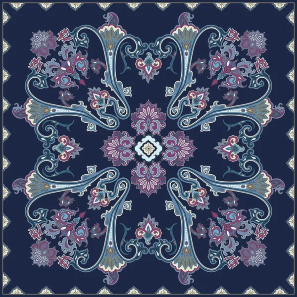 Patrón Paisley, diseño de bufanda de color. Para textiles, envolturas, pil — Vector de stock