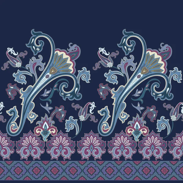 Varrat nélküli paisley mintás, dekoratív határok a textil-, wrappin — Stock Vector