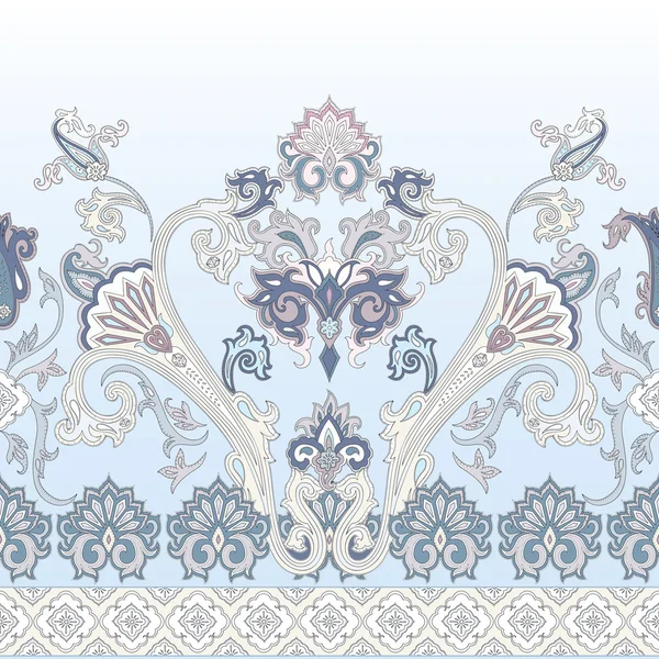 Patrón paisley sin costuras, borde decorativo para textiles, wrappin — Archivo Imágenes Vectoriales