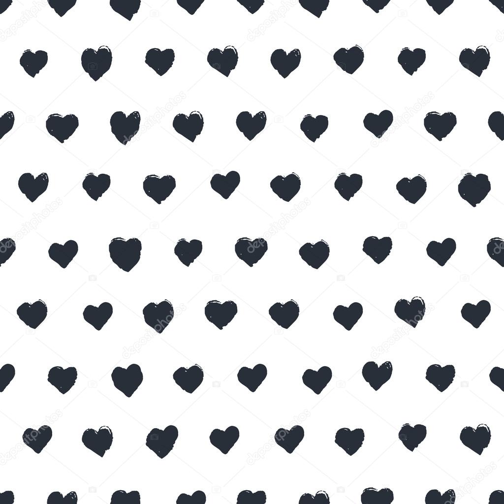 Seamless pattern with hand drawn hearts.  Cover for Valentines d
