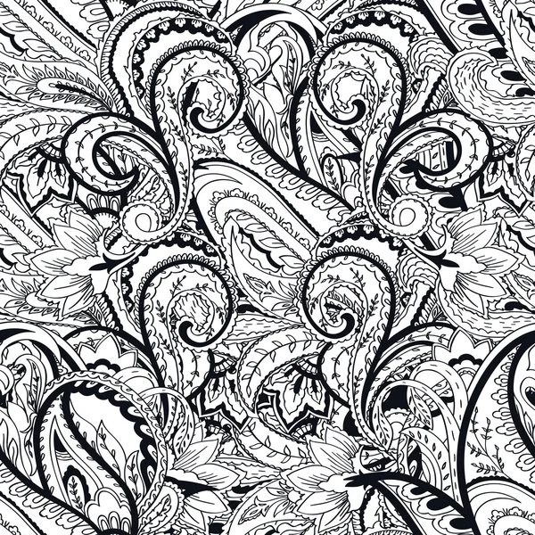 Paisley background. Seamless  monochrome pattern — Stock Vector