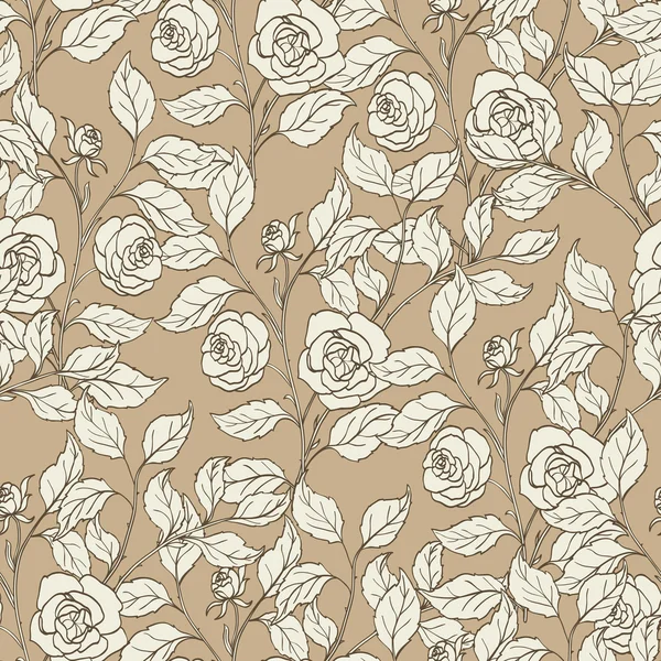 花の背景をシームレスなビンテージ パターン、ベクトル イラスト — ストックベクタ