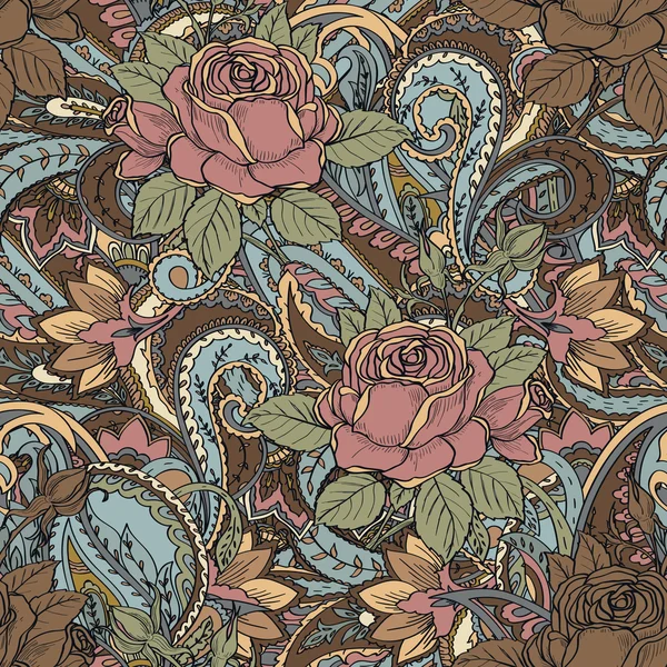 Modèle sans couture avec des roses vintage — Image vectorielle