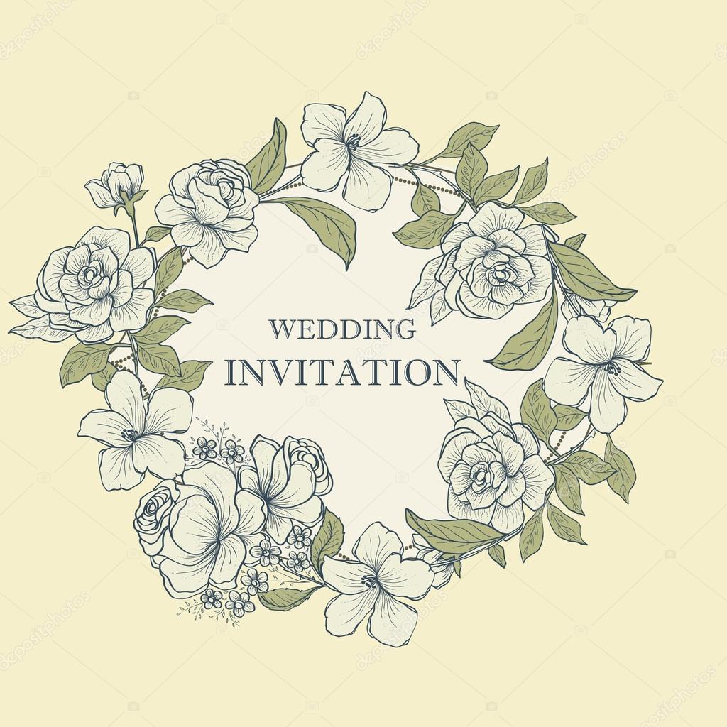 Vintage frame with roses, vector illustration