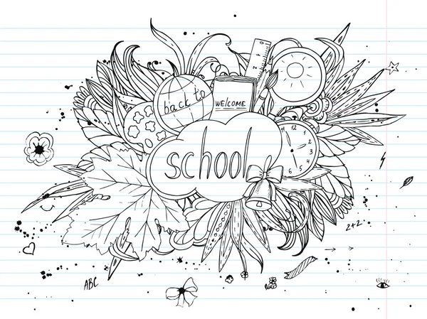 Tillbaka till skolan. vektor bakgrund, doodle mönster — Stock vektor