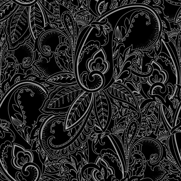 Handgezeichnetes Paisley-Muster. Ethnisches Design. nahtloser Hintergrund — Stockvektor